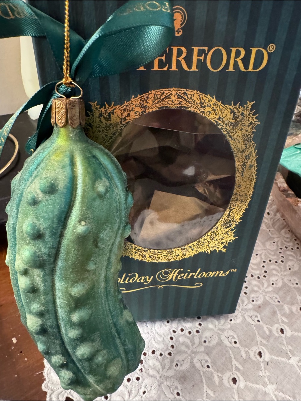 New in box Waterford Crystal Holiday Heirlooms Pickle Christmas Ornament